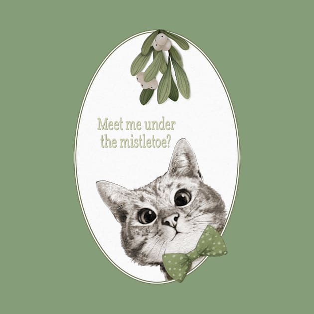 Meet Me Under The Mistletoe Sneaky Cat by LauraGraves