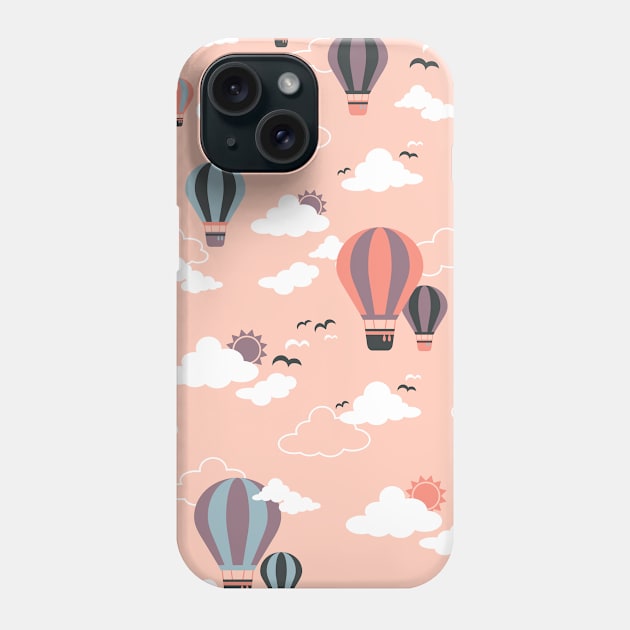 Sunset Hot Air Ballon Pattern Phone Case by FlinArt