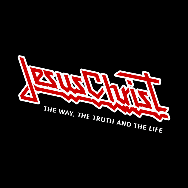 Jesus Christ the way, the truth the life, White and red graphic by Selah Shop