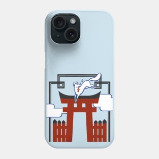 Kitsune Messenger - Japanese spirit fox jumping over a tori in Kyoto, Japan Phone Case