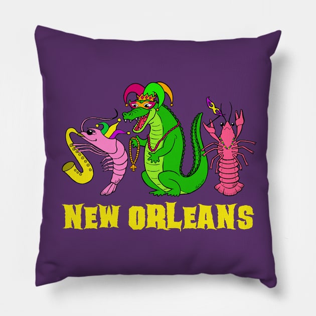 Mardi Gras New Orleans Pillow by HonuHoney