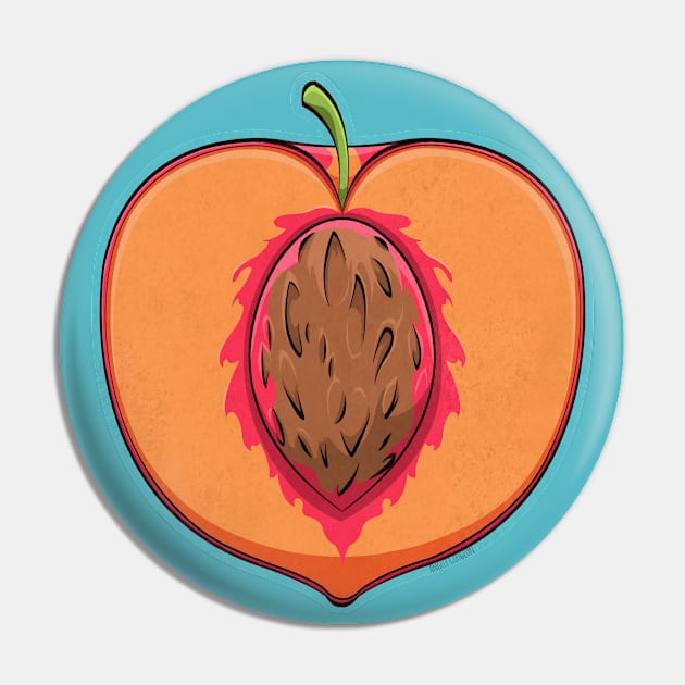 Peach (halved) Pin by Art by Angele G