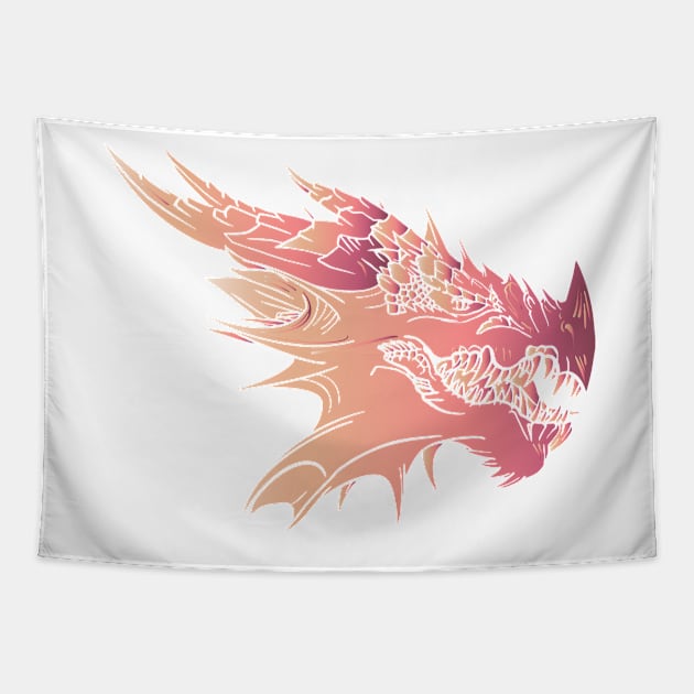 Dragon Head Gradient Tapestry by arcanumstudio