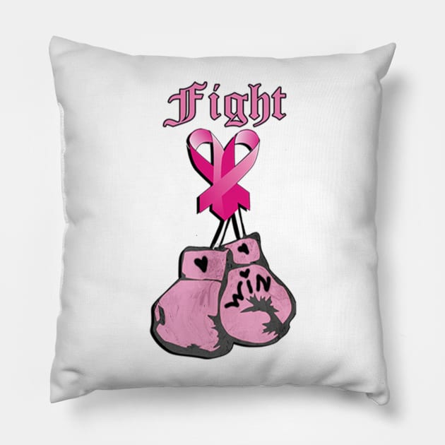 Breast Cancer Awareness Gifts: Inspirational quotes, Fight Pink Ribbon and Distressed Boxing Gloves Breast Cancer Awareness Pillow by tamdevo1