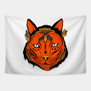 Orangrey Mystical Tribal Cat Tapestry