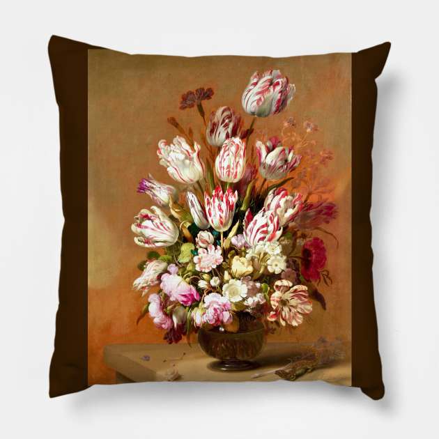 Floral Still Life by Hans Bollongier Pillow by Amanda1775