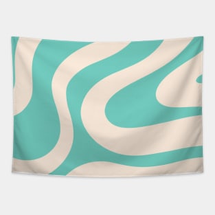 Teal Ocean Waves Abstract Tapestry