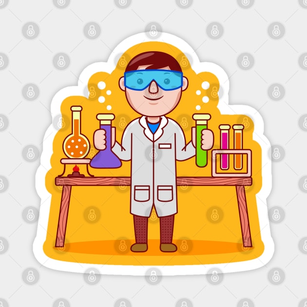 Cute Chemist Cartoon Magnet by MEDZ