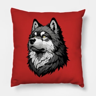 Stunning and Cool Eurasier Monochrome and Gold Portrait for Father's Day Pillow