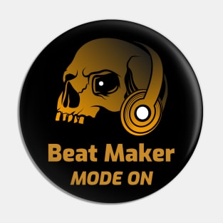 Beat Maker Mode On Yellow Skull Pin