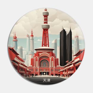 Tianjin China Vintage Poster Tourism Pin