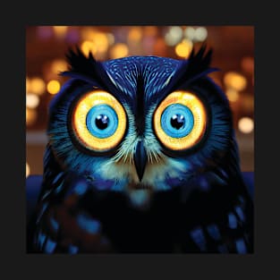 Beautiful Blue Owl with huge eyes T-Shirt