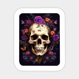 Skull with Flowers Magnet