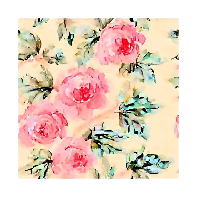 Watercolor shabby chic roses by SophieClimaArt