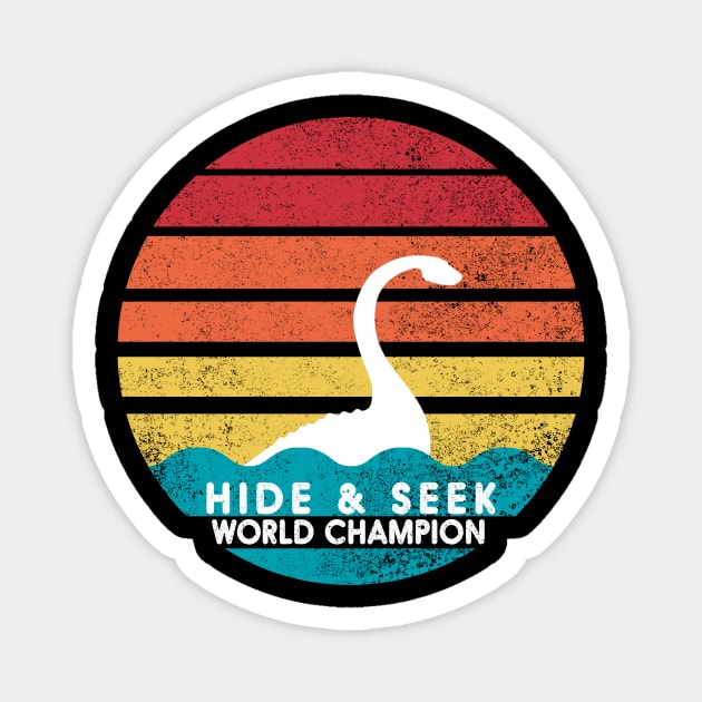 Retro Hide and Seek Champion The Loch Ness Monster Tshirt Magnet by CMDesign