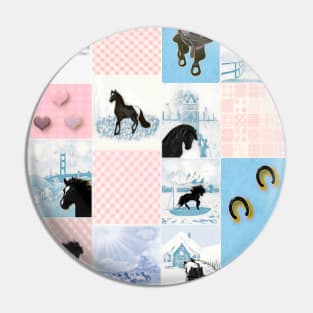 Horse Lovers Patchwork Pattern Pin