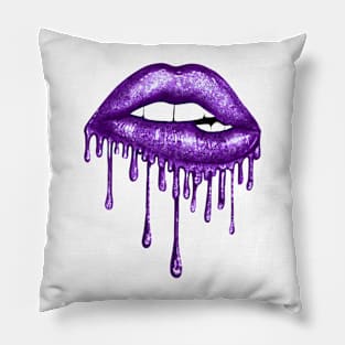 Dripping Deep Purple Lips Pillow