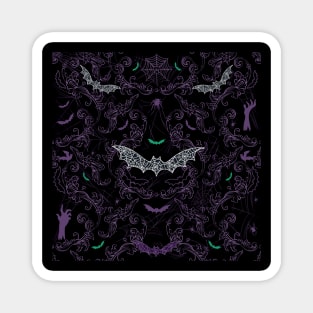 Purple Spiderweb Bat Pattern Magnet