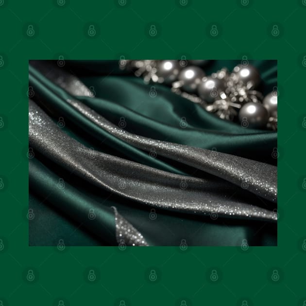 Green silver Christmas silk with pearls by Khala