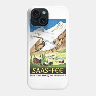 Saas-Fee, Switzerland - Vintage Travel Poster Design Phone Case