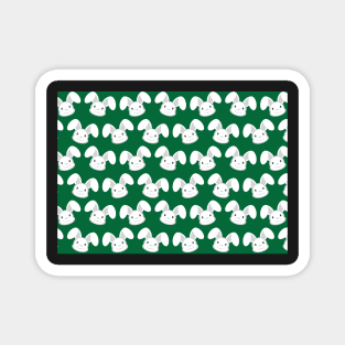 Cute White Bunny on Green background Magnet