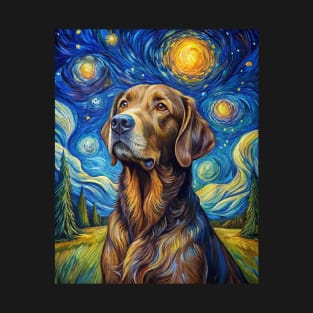 Labrador Retriever Dog Breed Painting in a Van Gogh Starry Night Art Style T-Shirt
