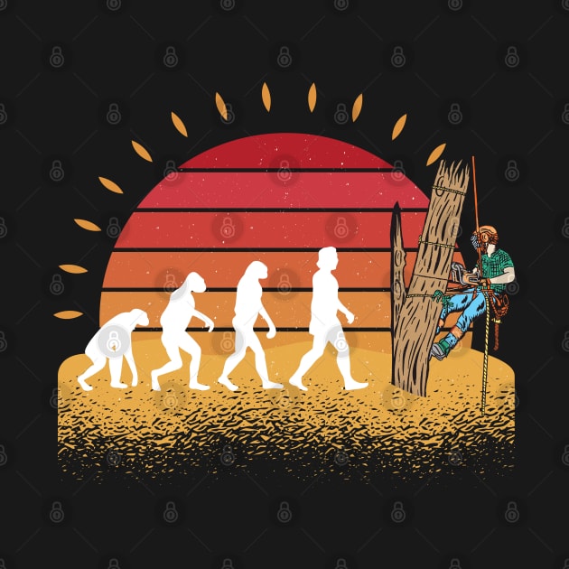 Arborist Evolution Vintage Sunset Art For Tree Trimmer by USProudness