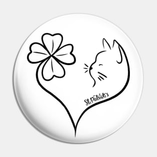 St Patrick's clover cat Pin