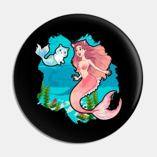 Cute & Funny Mermaid Cat Swimming Kitty Mermaidcat Pin