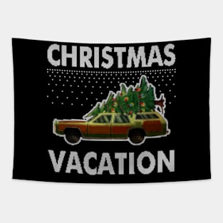 christmas vacation car with christmas tree ugly sweater Tapestry