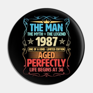 The Man 1987 Aged Perfectly Life Begins At 36th Birthday Pin