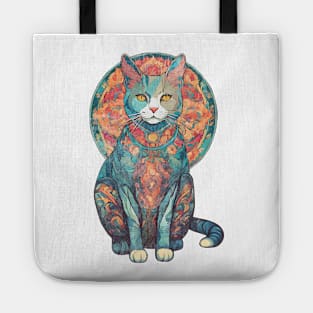 Vintage distressed-look Kaleidoscope Cat Tote