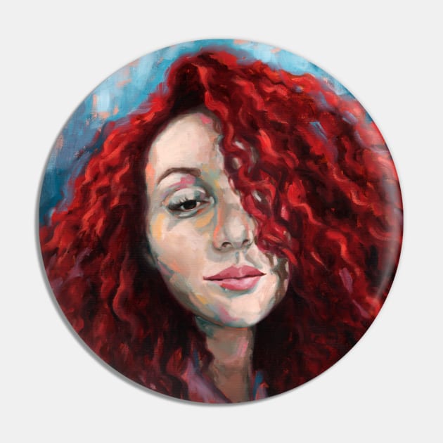 Red hair mermaid girl Pin by ABelloArt