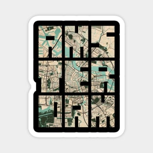 Amsterdam, Netherlands City Map - Vintage Magnet