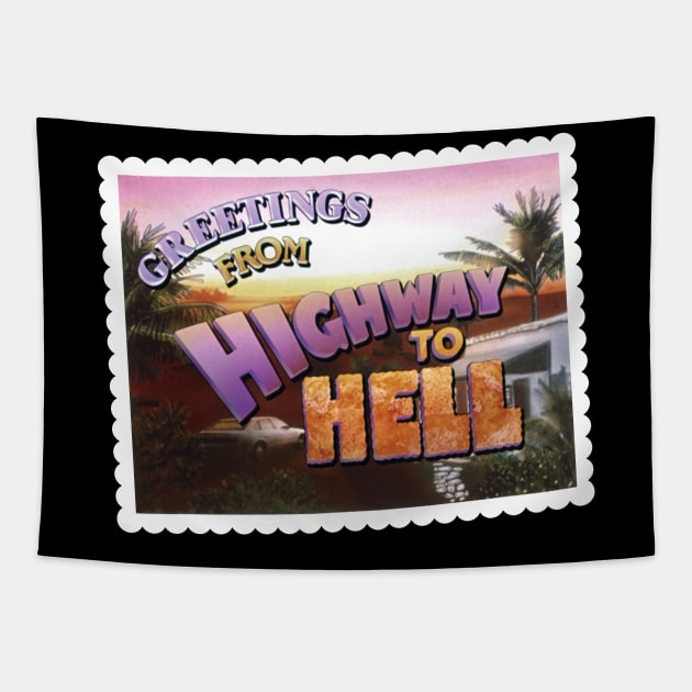 Greeting from the Highway to Hell Tapestry by Cabin_13