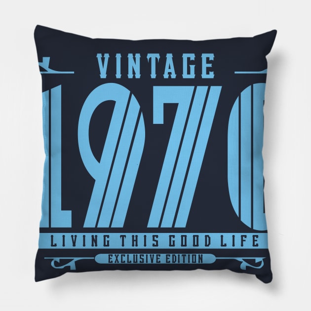 50th Birthday T-Shirt - Vintage 1970 Pillow by Reshartinc