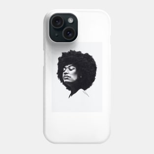 charcoal drawing of a strong black woman Phone Case