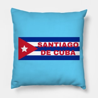 Santiago de Cuba City in Cuban Flag Pillow