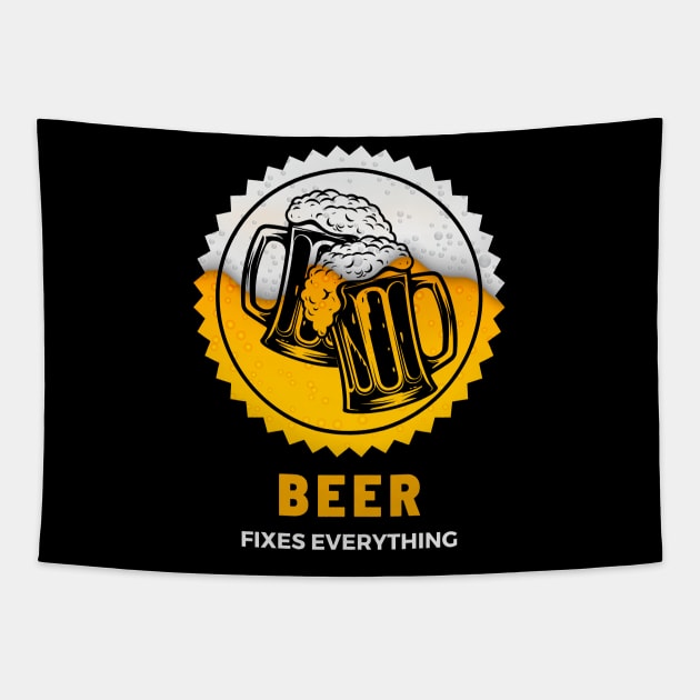 Beer Fixes Everything Tapestry by Kenny The Bartender's Tee Emporium