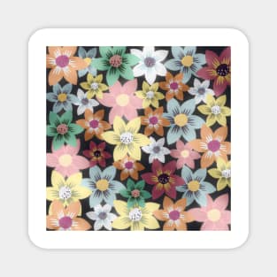 Floral Pattern of Colored Scarlet Pimpernel Flowers Magnet