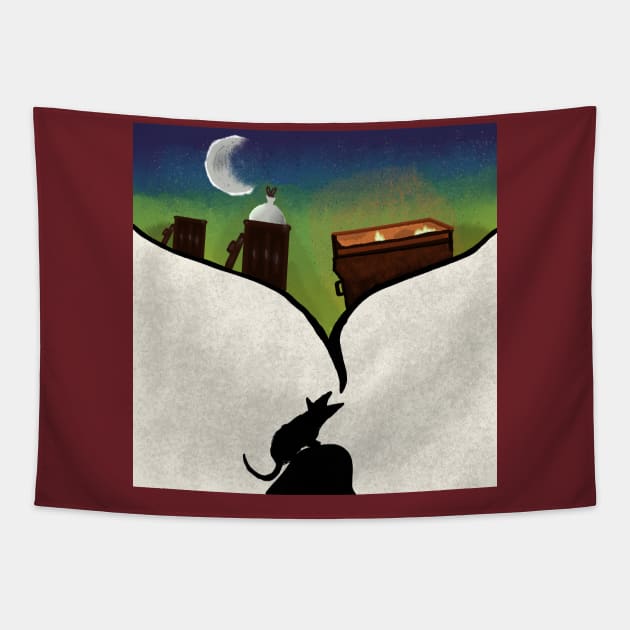 Opossum Dreams Of Trash Tapestry by nonbeenarydesigns