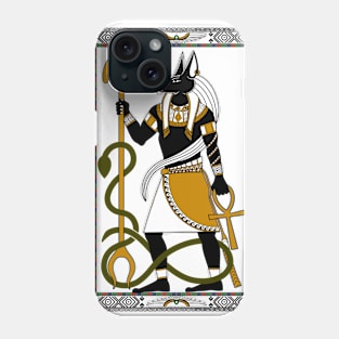 Anubis - Egyptian god - Black, white and gold design Phone Case