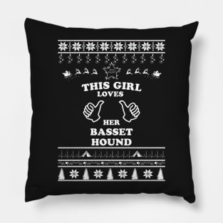 Merry Christmas Basset Hound Pillow