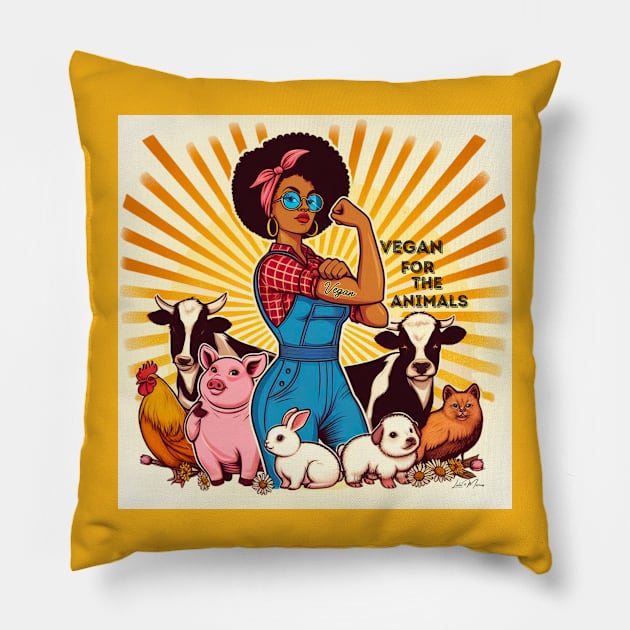 Vegan For The Animals Retro Pillow by Greyhounds Are Greyt