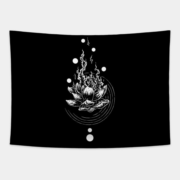 Lotus on fire Tapestry by popcornpunk