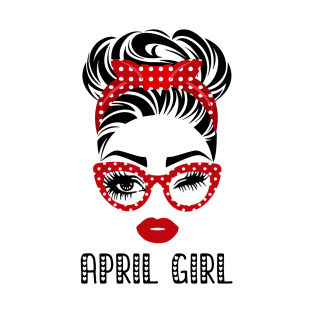 April Girl Woman Face Wink Eyes Lady Face Birthday Gift T-Shirt