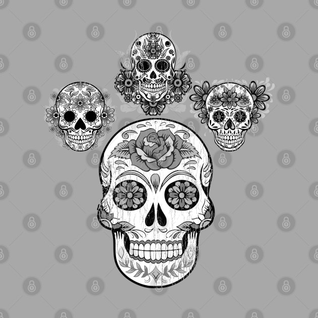 Faded Halloween Day of the Dead Mexican Skull - Sugar Skull product by Vector Deluxe