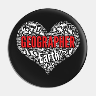 Geographer Heart Shape Word Cloud Design Geographer graphic Pin