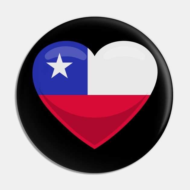 Chile Flag Heart Pin by SunburstGeo