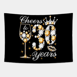 Cheers To 30 Years Old Happy 30th Birthday Queen Drink Wine Tapestry